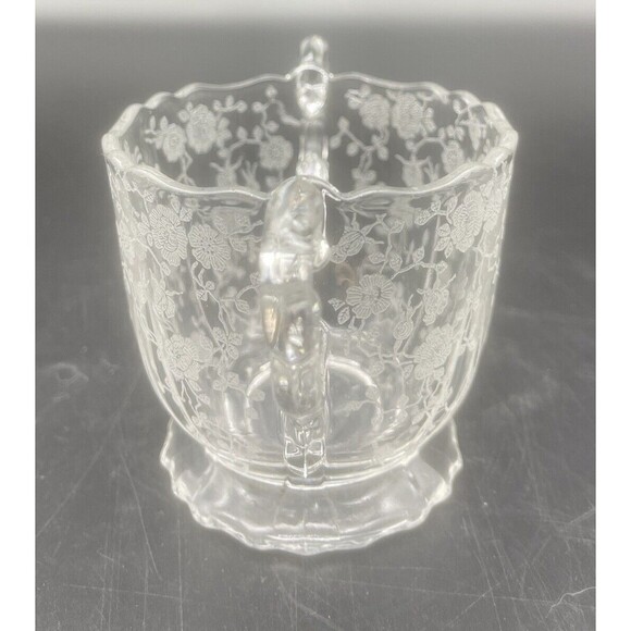 VTG Cambridge Rose Point Etched Creamer & Open Sugar Bowl Elegant Set - Picture 3 of 13